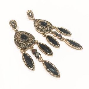 Pretty antique gold & silver dangling earrings